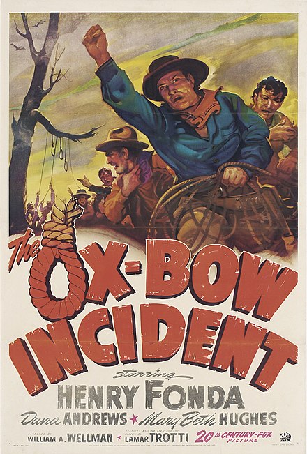 1942 movie poster for The Ox-Bow Incident