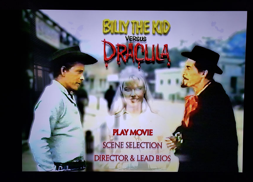 screenshot of Billy the Kid vs. Dracula disc menu