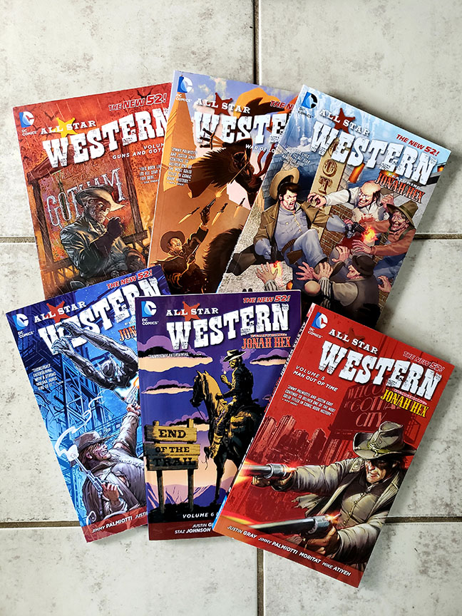 photo of six volumes in the All Star Western series