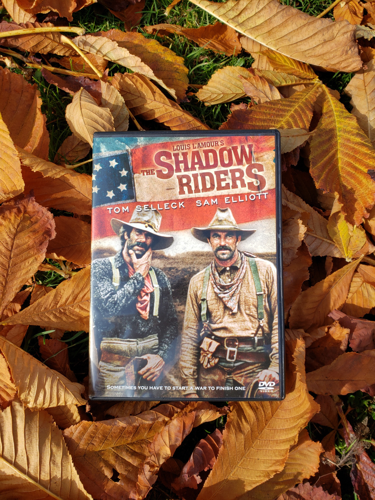photo of the Shadow Riders DVD in a pile of fall leaves