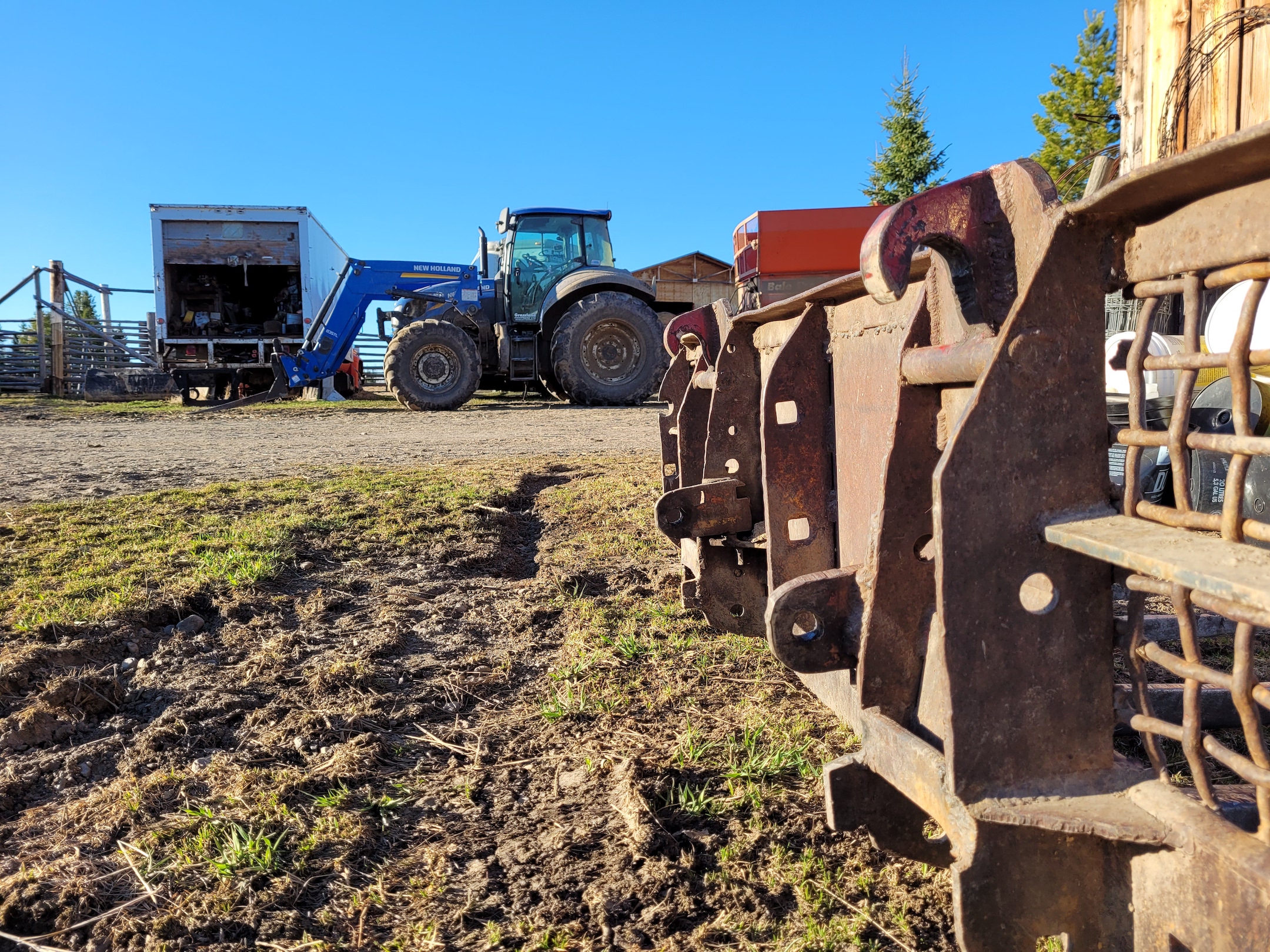 photo of various ranch equipment on a sunny day