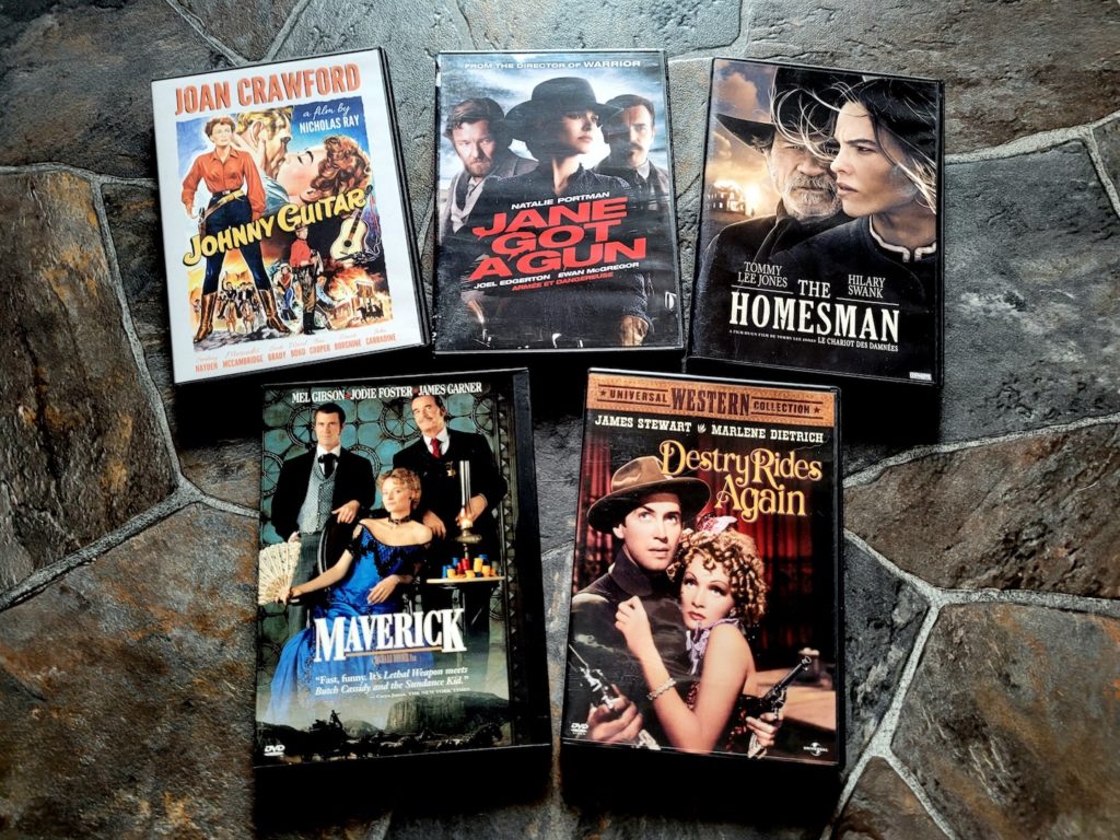 photo of five DVDs with women on the covers
