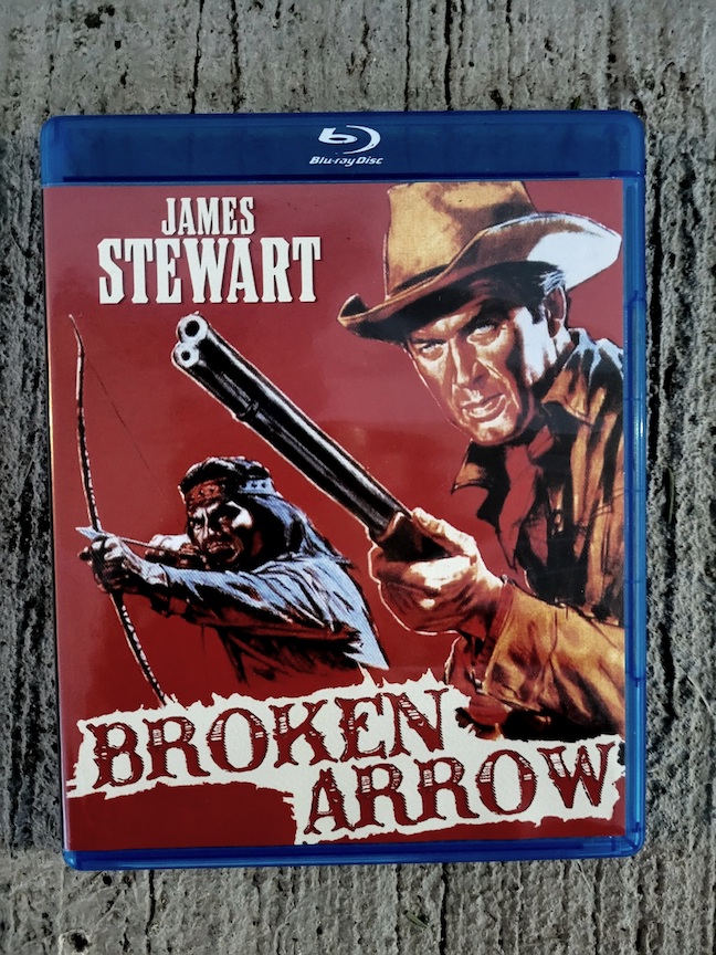 photo of the Broken Arrow 1950 DVD on dark, wet cement
