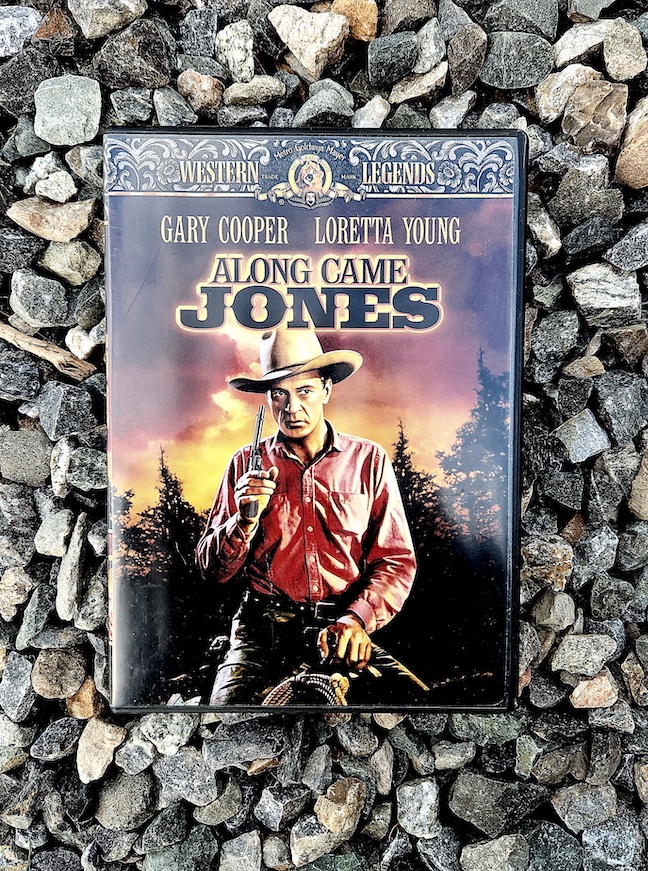 photo of the Along Came Jones DVD against thick gravel