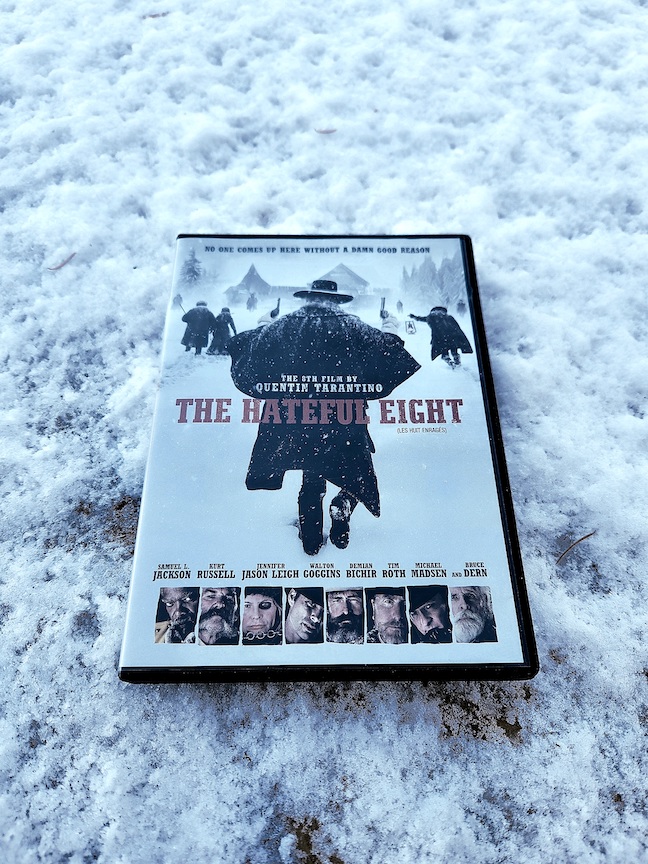 photo of the Hateful Eight DVD on snow